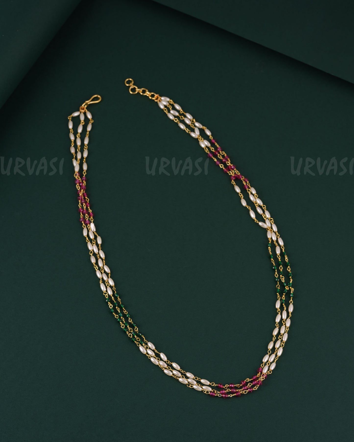 Gold-Toned Rice pearl Three-Layer Mala Ma 143