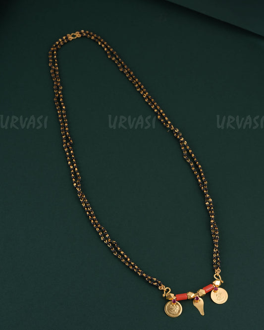 Gold-Toned Mangalsutra Coral Accents Thali Mala Ma 150
