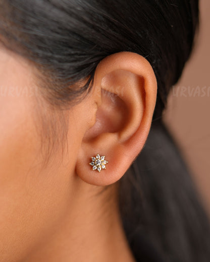 Minimal Floral Stone-Studded Earrings ER 279