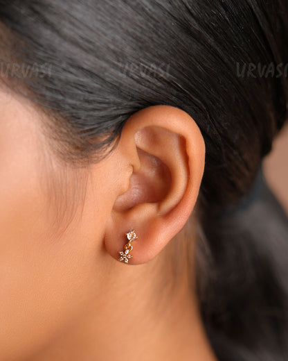 Minimal  Floral Hanging Stud Earrings ER 271