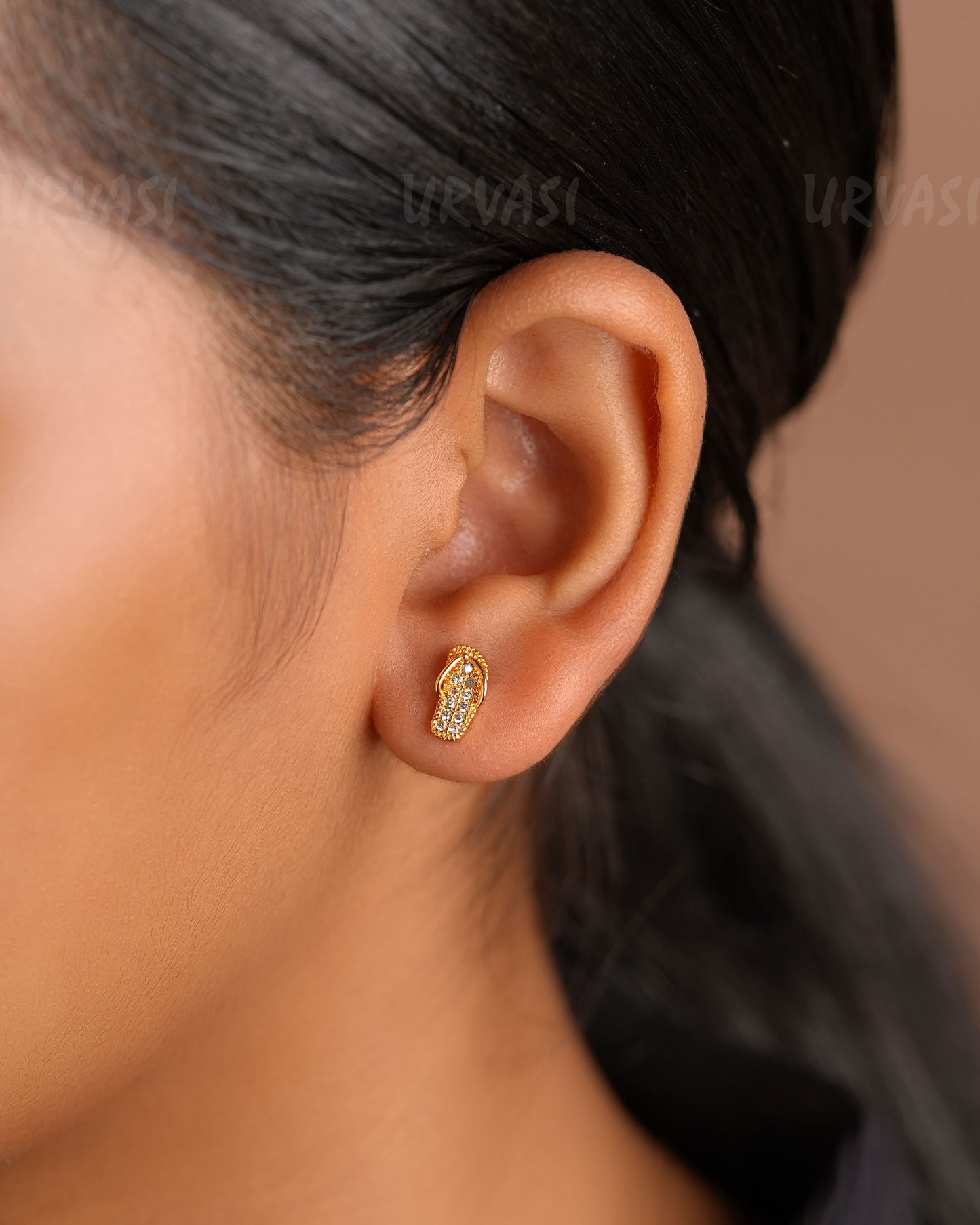 Minimal Chappal Designed Stone Studded AD Earrings ER 241
