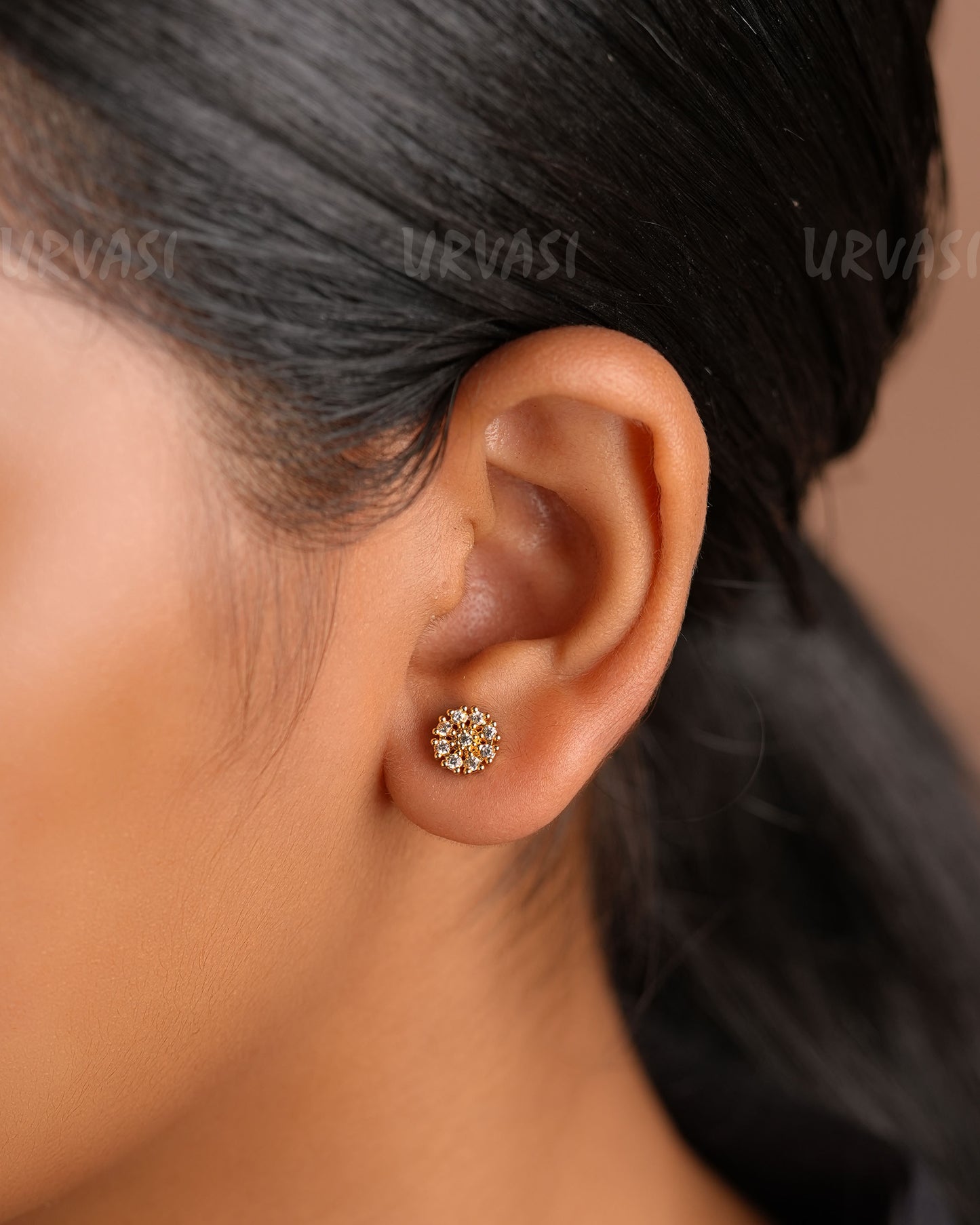 Minimal Floral Stone-Studded AD Earrings ER 258