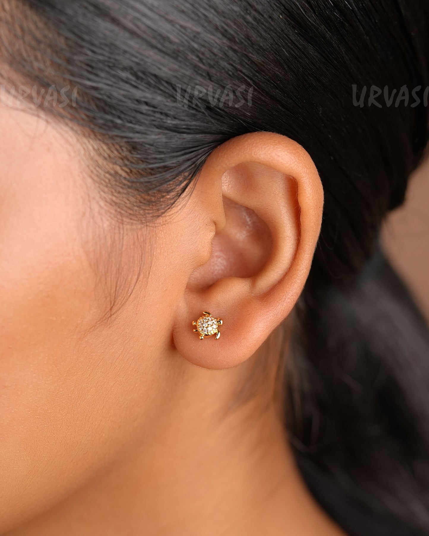 Minimal Tortoise Designed AD Earrings ER 330