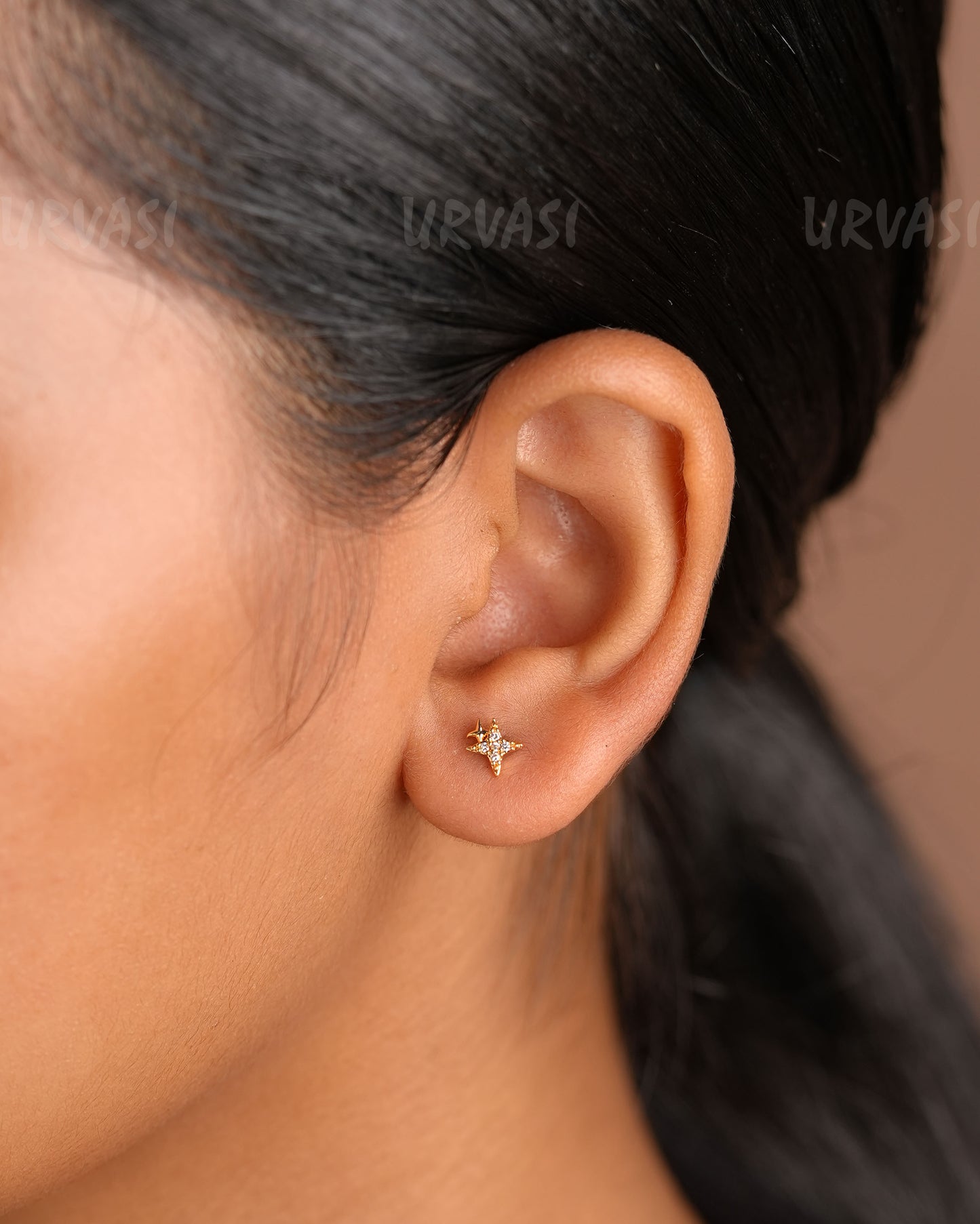 Minimal Star-Designed AD Earrings ER 382
