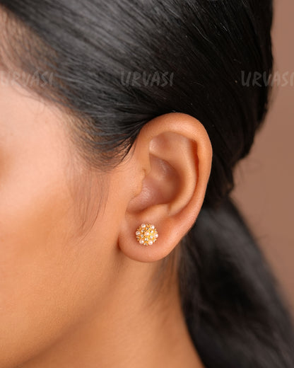 Pearl Minimal  Floral Stone-Studded Earrings  ER 317