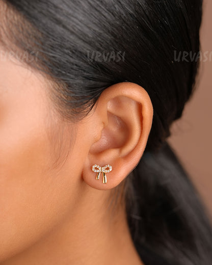 Minimal  Bow-Designed AD Stud Earrings ER 332