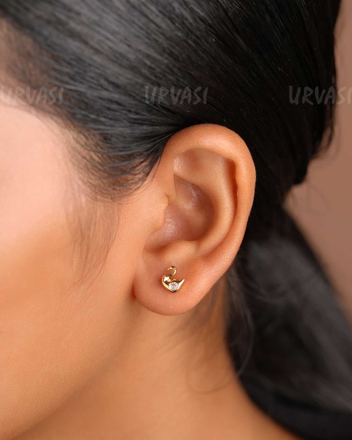 Minimal Swan Designed Stone Studded Earrings ER 452