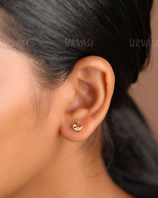 Minimal Swan Designed Stone Studded Earrings ER 452