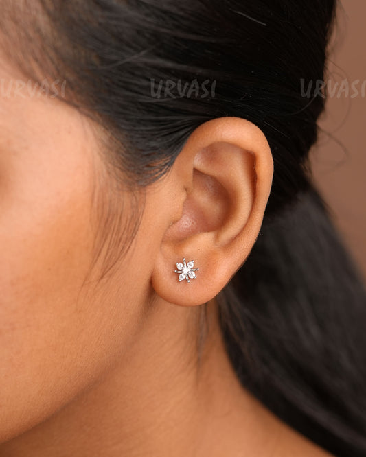 Minimal Floral Stone-Studded Earrings ER 455