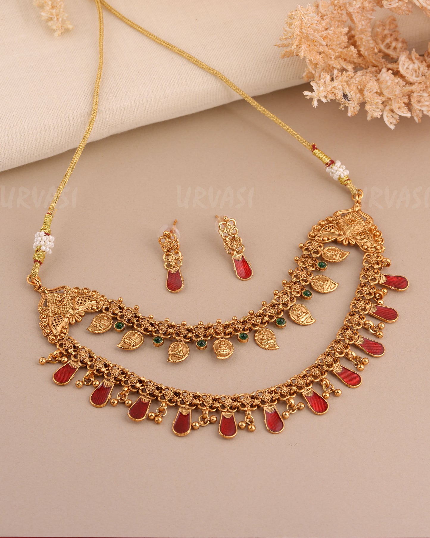 Gold-Toned Lakshmi Mango Two-Layer Necklace 1551