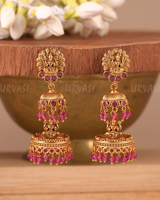 Gold-Toned Lakshmi Floral Jhumka Earrings ER 77