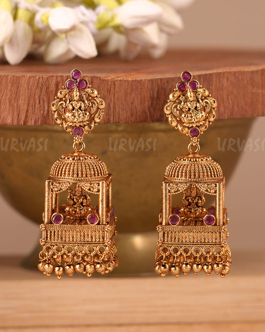 Gold-Toned Temple Lakshmi Earrings ER 292