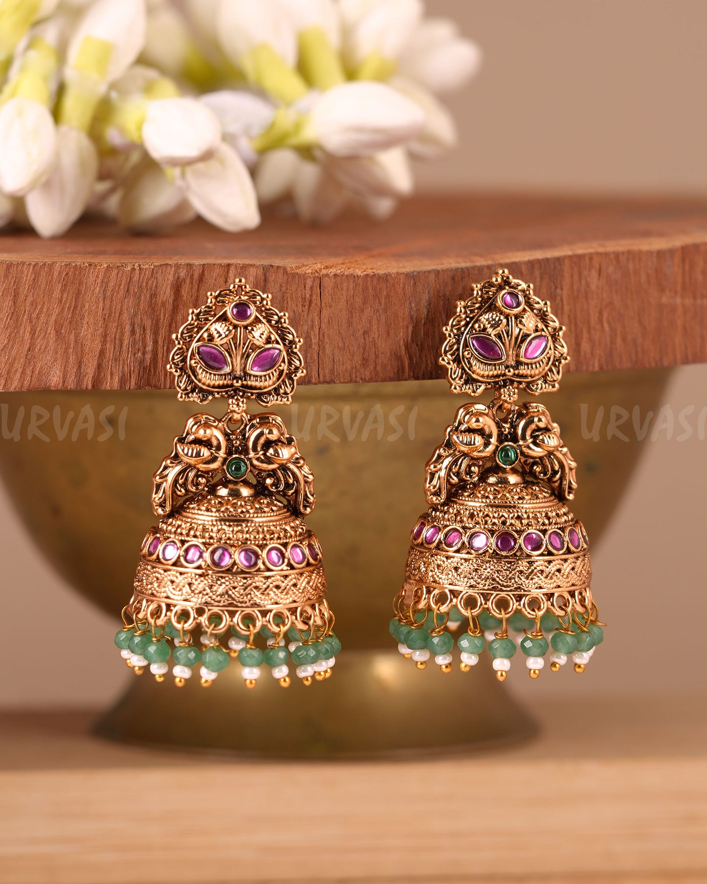 Gold-toned Non-Idol Peacock Motif Earrings ER 242