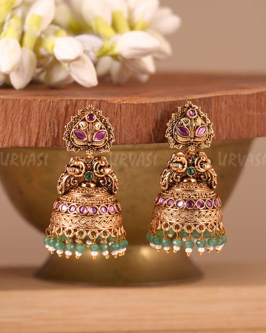 Gold-toned Non-Idol Peacock Motif Earrings ER 242