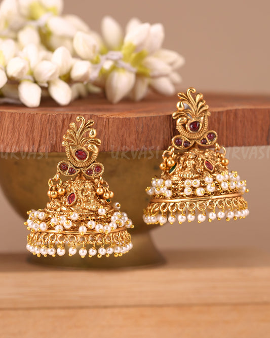Gold-Toned Lakshmi Ghungroo Jhumka Earrings ER 706