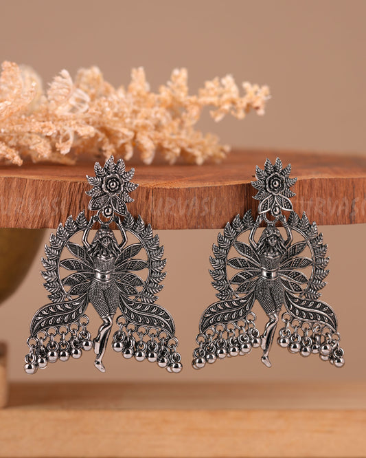 Oxidised Silver Dancing Figurine Motif Earrings ER 318
