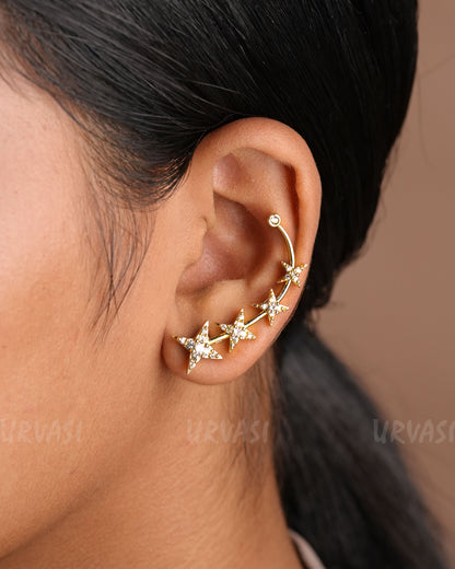 Star-Designed-AD Adjustable Ear-Cuff Earrings ER 914
