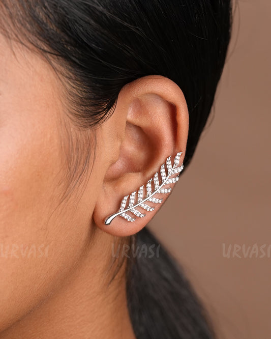 Leaf-Designed AD Ear-Cuff Earrings ER 915
