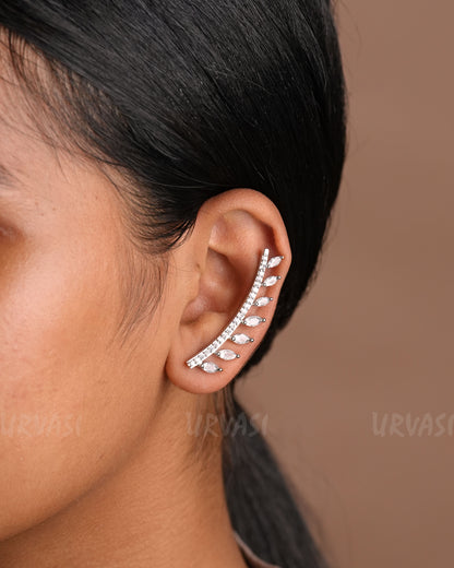 Leaf-Designed AD Ear-Cuff Earrings ER 917