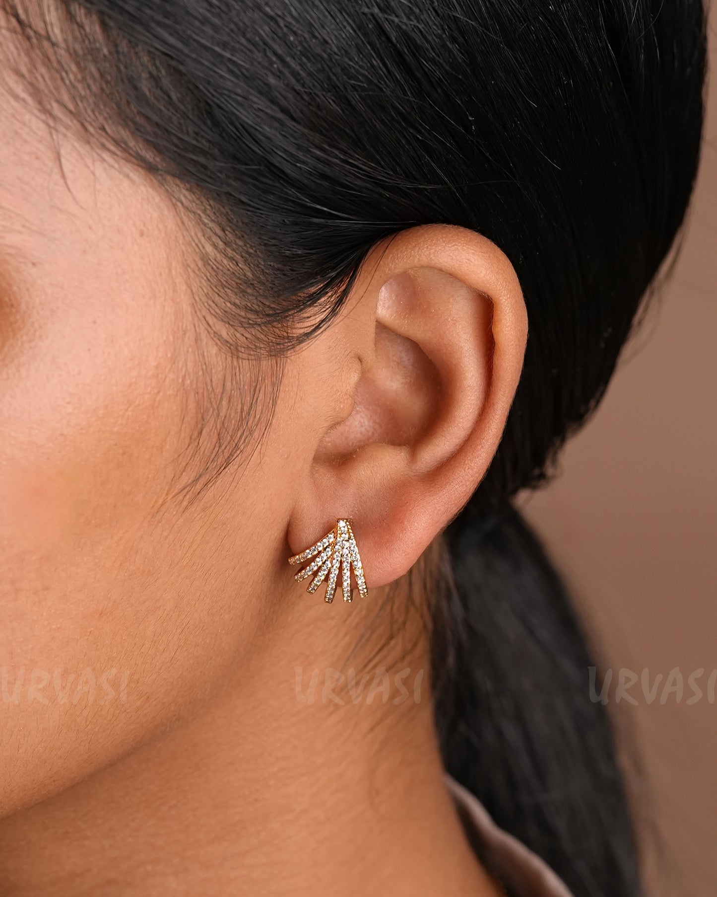 Gold-Toned Hoop Designed Stud Earrings ER 910