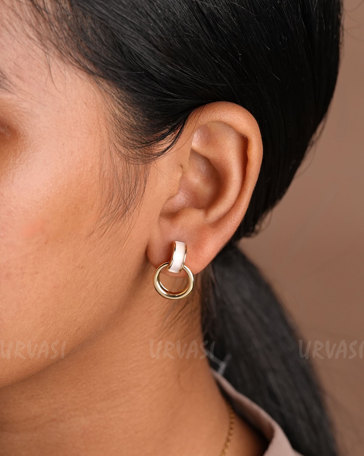Gold-Toned Round-Designed Earrings ER 908