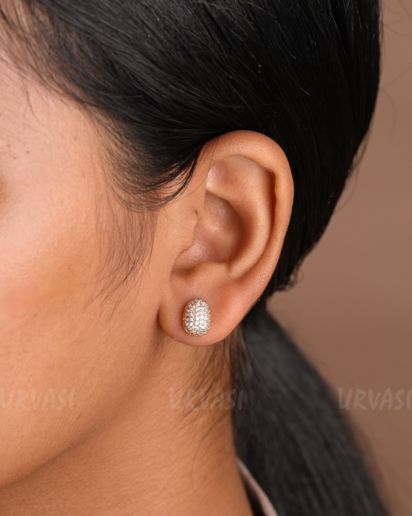 Gold-Toned Stone-Studded AD Earrings ER 906