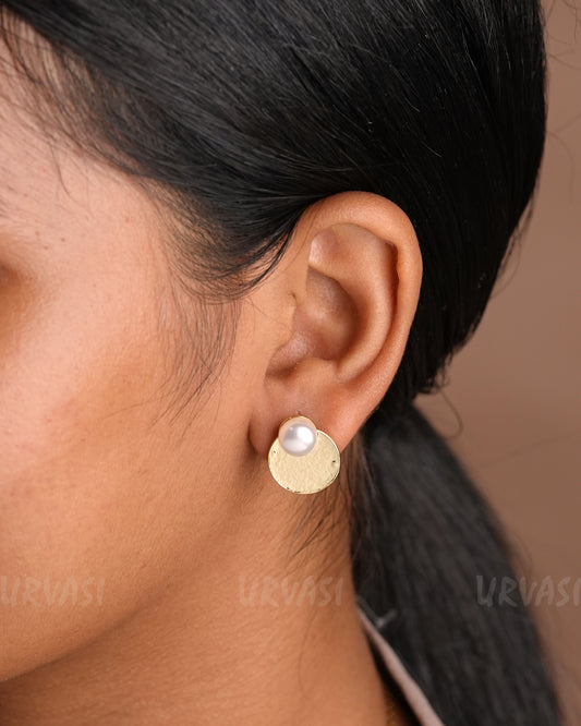 Gold-Toned Pearl-Studded Earrings  ER 905