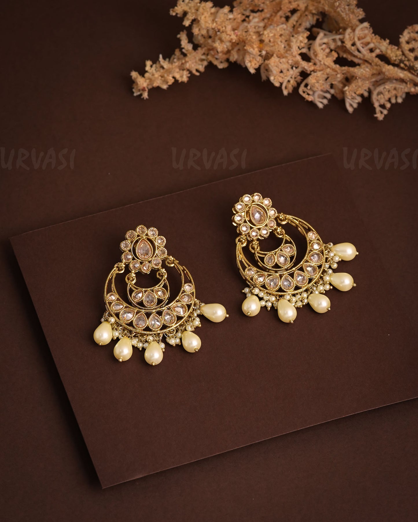 Mehendi Polish Chandbhali Reverse AD Earrings ER 931