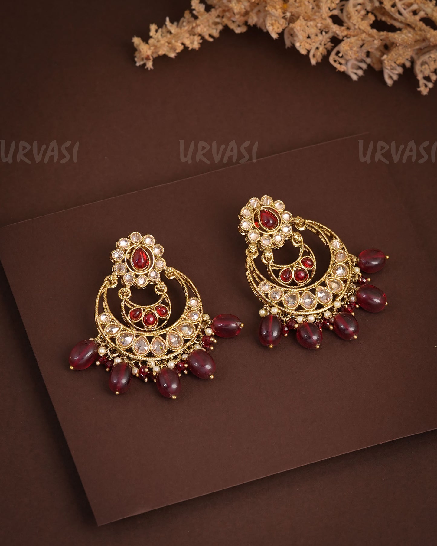 Mehendi Polish Chandbhali Reverse AD Earrings ER 931