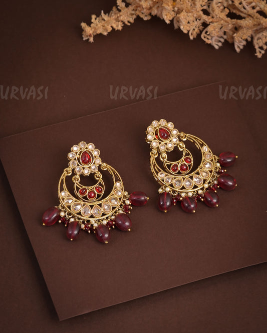 Mehendi Polish Chandbhali Reverse AD Earrings ER 931