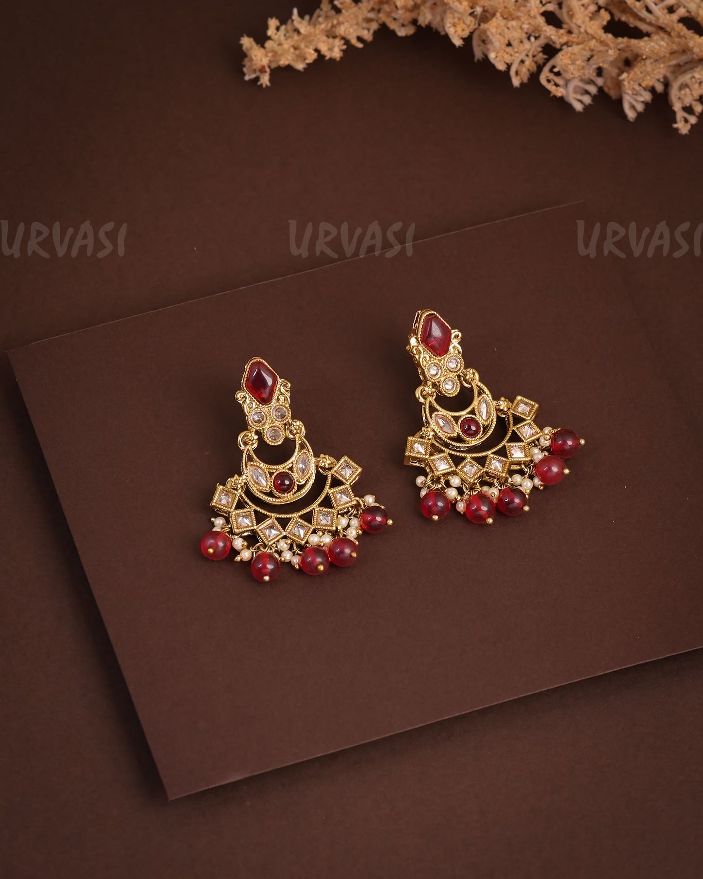 Mehendi Polish Chandhbali Reverse AD Earrings ER 934