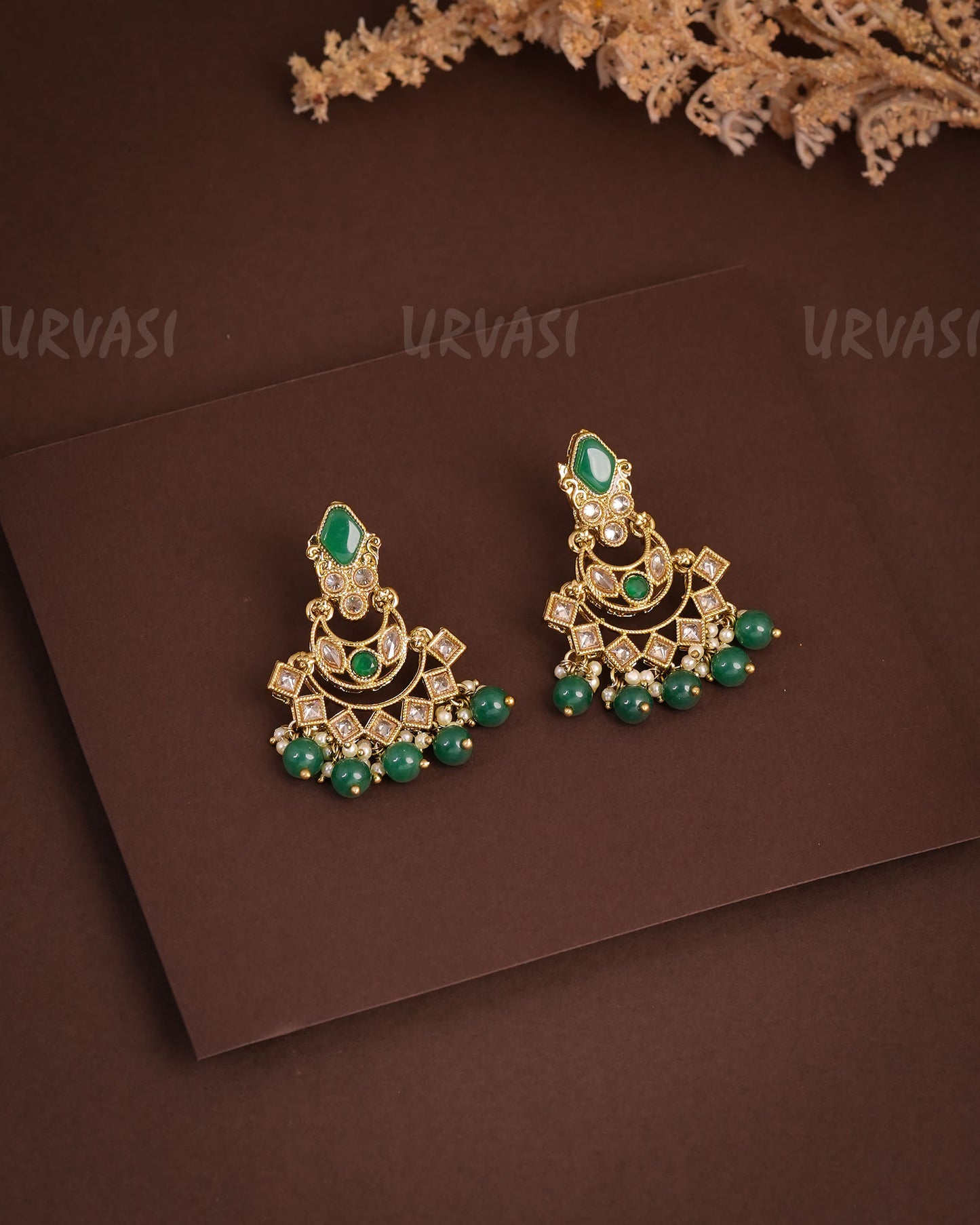 Mehendi Polish Chandhbali Reverse AD Earrings ER 934