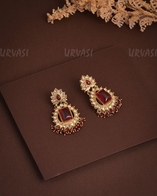 Mehendi Polish Floral Studded Reverse AD Earrings ER 930