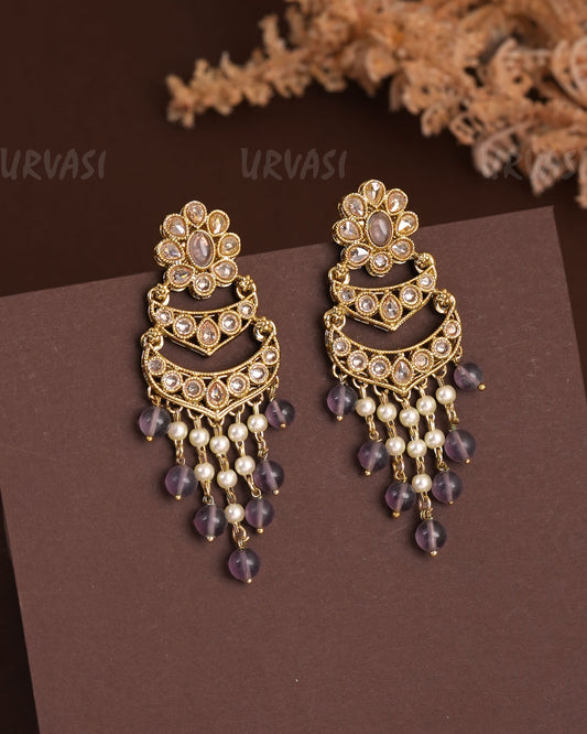 Mehendi Polish Floral Reverse AD Drop Earrings ER 933