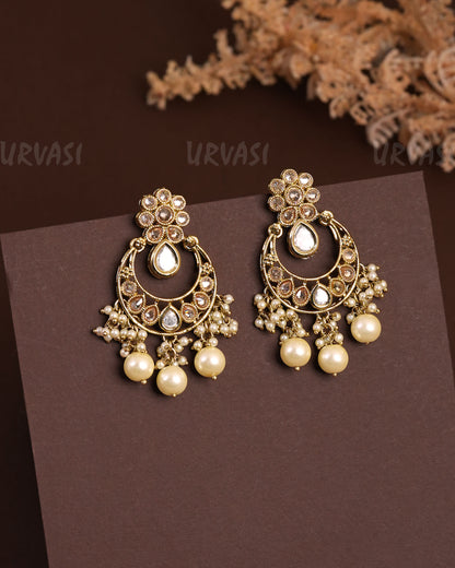 Mehendi Polish Chandhbali Designed Floral Reverse AD Earrings ER 932