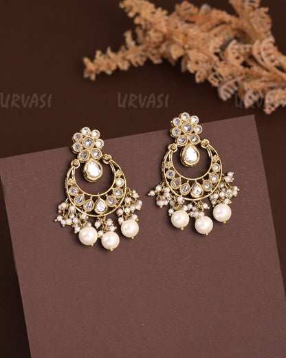 Mehendi Polish Chandhbali Designed Floral Reverse AD Earrings ER 932