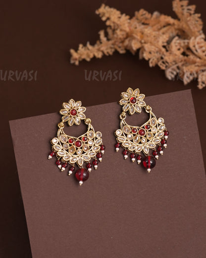 Mehendi Polish Floral Chandhbali Reverse AD Earrings ER 925
