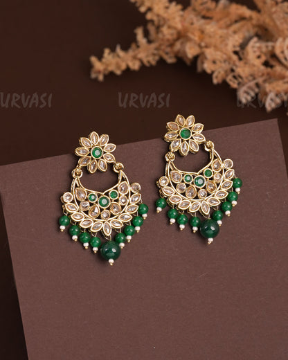 Mehendi Polish Floral Chandhbali Reverse AD Earrings ER 925