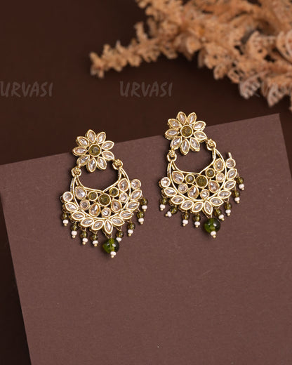 Mehendi Polish Floral Chandhbali Reverse AD Earrings ER 925