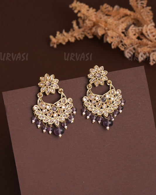 Mehendi Polish Floral Chandhbali Reverse AD Earrings ER 925