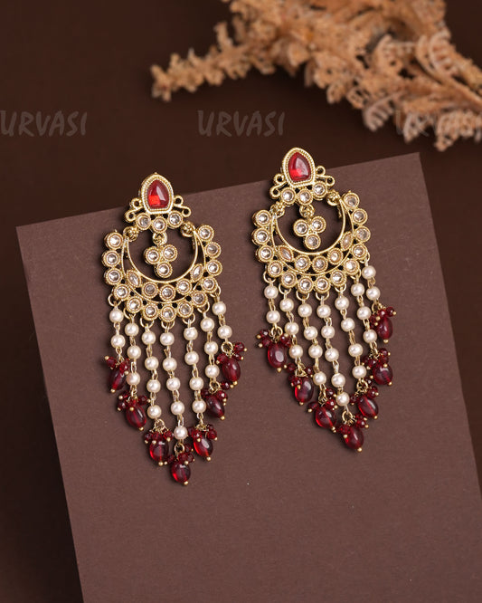 Mehendi Polish Chandbhali Designed Reverse AD Earrings ER 927