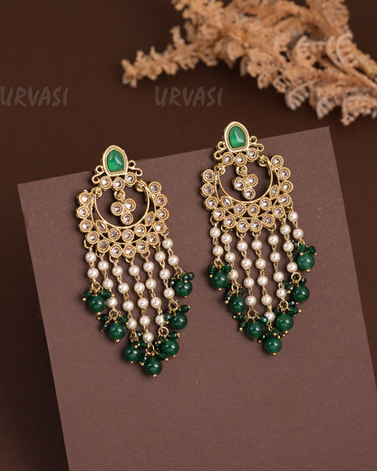 Mehendi Polish Chandbhali Designed Reverse AD Earrings ER 927
