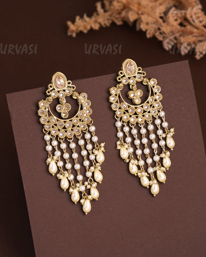 Mehendi Polish Chandbhali Designed Reverse AD Earrings ER 927