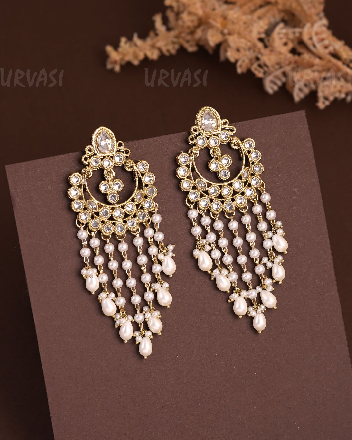 Mehendi Polish Chandbhali Designed Reverse AD Earrings ER 927