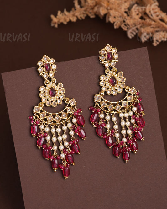 Mehendi Polish Chandbhali Designed Hanging Earrings ER 926
