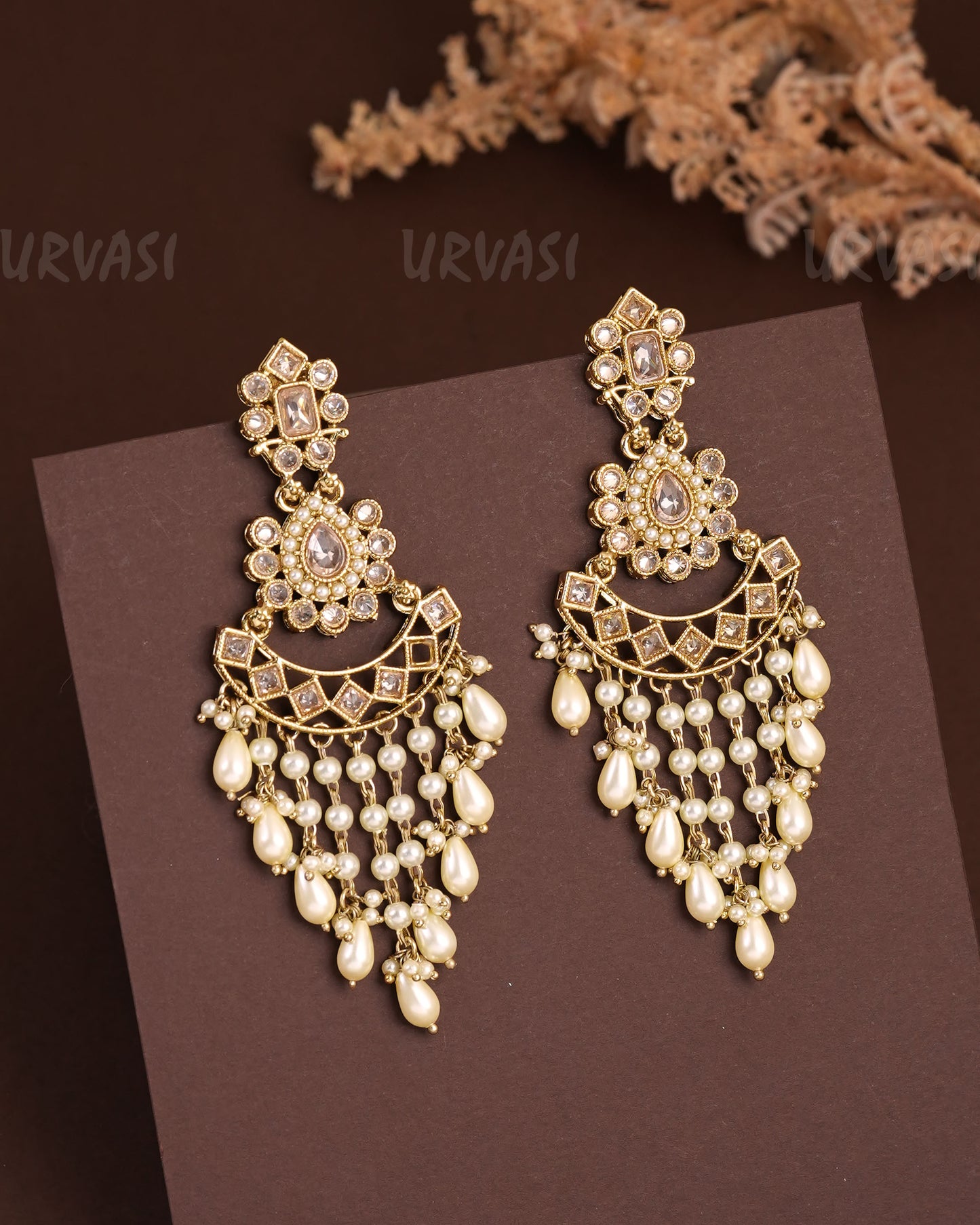 Mehendi Polish Chandbhali Designed Hanging Earrings ER 926