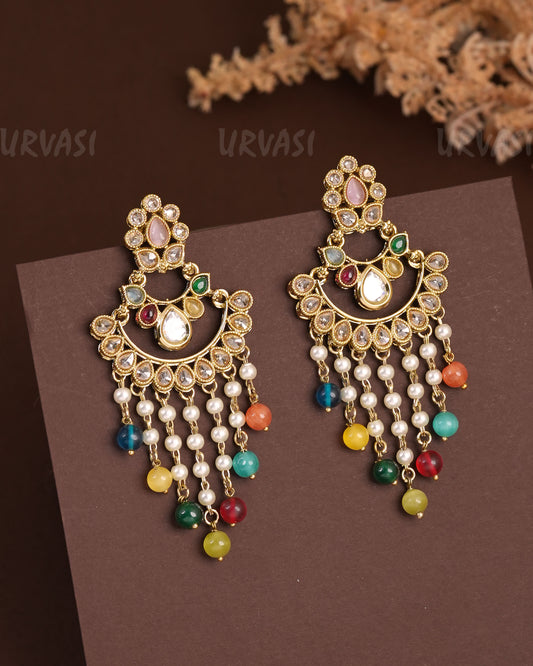 Mehendi Polish Chandbhali Pearl Hanging Earrings ER 924
