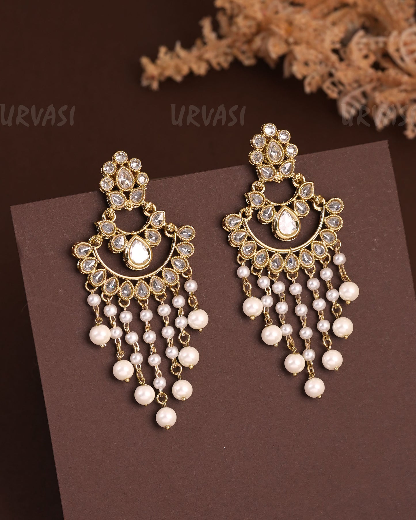 Mehendi Polish Chandbhali Pearl Hanging Earrings ER 924