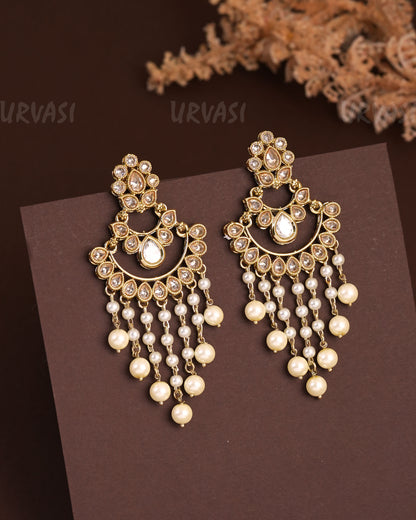 Mehendi Polish Chandbhali Pearl Hanging Earrings ER 924
