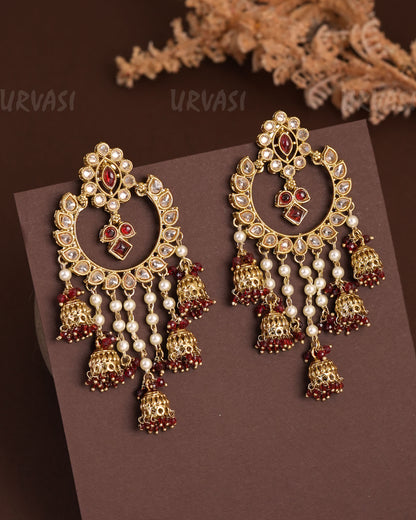 Mehendi Polish Chandhbali Designed Jhumka Earrings ER 937